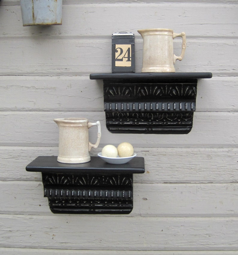 Two Antique Ceiling Tin Wall Shelves Antique Architectural Etsy