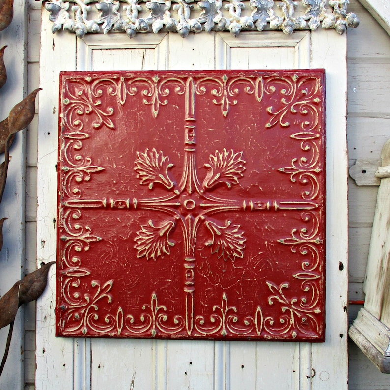 Framed Tin Ceiling Tile 24 Architectural Salvage Etsy