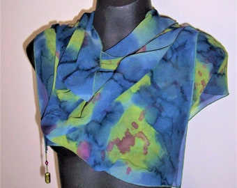 Handgeschilderde zijden georgette, cadeau voor haar