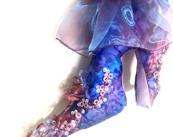 Blauwe kerstlaars met zonnebloem