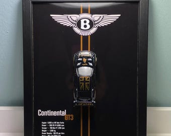 3D Framed Car Artwork Featuring 2018 Bentley Continental GT3 Hot Wheels | Gift & Décor for Automotive Enthusiasts | Hot Wheels Framed