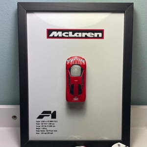 3D Framed Car Artwork Featuring McLaren F1 Hot Wheels | Gift & Décor for Automotive Enthusiasts | Hot Wheels Framed