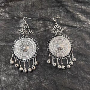 Handmade vintage silver-plated earrings, Personalized Earrings， long  Earrings, Bell Earrings Jewelry Gift for Her/Costume Jewelry