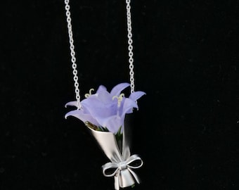 Collar de plata esterlina, collar de ramo floral DIY, collar de flores, collar divertido, regalos de cumpleaños, regalos de Navidad