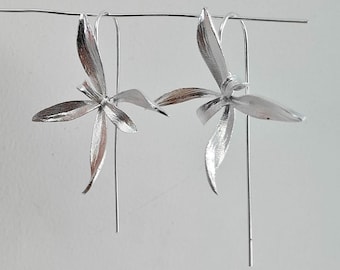 Silver Earrings, Silver Flower Earrings, Sterling Silver, Handmade  earrings, Personalized Earrings, Jewelry Gift for Her/Costume Jewelry