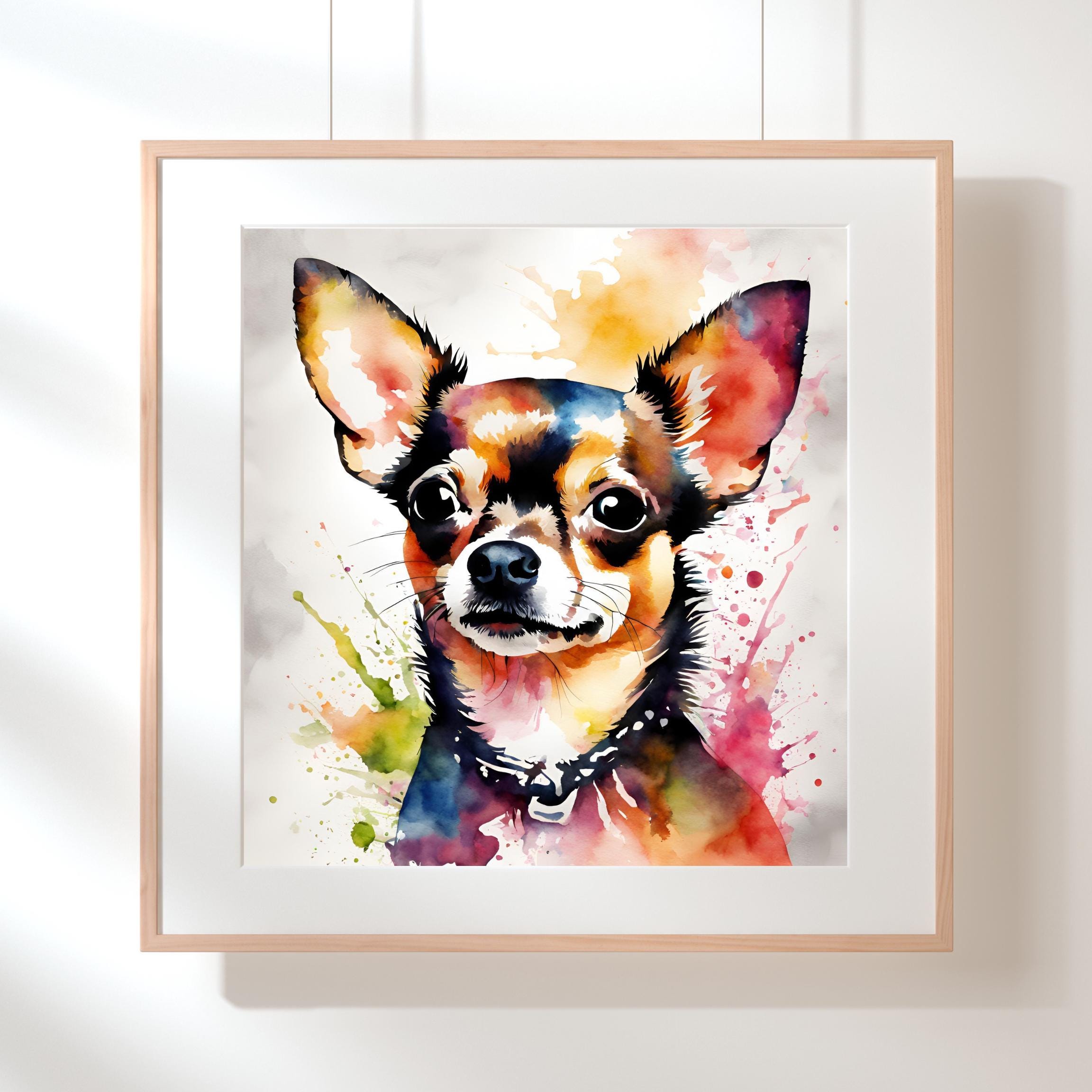 Chihuahua Art - Watercolor Wall Decor - Doggy Digital Print - Gift for dog owner - Chihuahua Picture