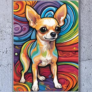 Chihuahua wall art - Dog home decor- Colorful home Digital Print - Dog poster