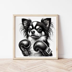 Fearless Fighter - Chihuahua Boxer -  Dog Digital Print - Printable Download -  Chihuahua Wall art, Present for Dog Lovers