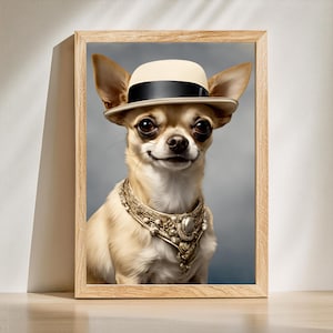 Chihuahua Art - Cool digital print - Chic and elegant chihuahua - Funny Dog Poster - Funny Dog portrait - Printable Wall Art
