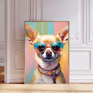 Cool chihuahua art - Pastel colors wall decor - Chihuahua digital print - Gift for Dog Lovers - Funny Chihuahua - Pastel wall art