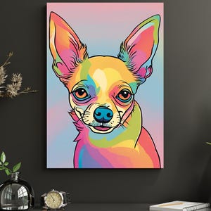 Chihuahua Art - Rainbow colors - Stylish digital print -  Dog poster - Gift for dog dad - Nostalgia - Chihuahua Picture - Dog Picture