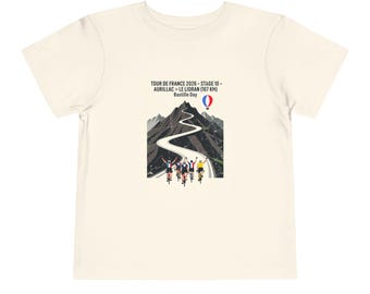 Tour de France Stage 10 Bastille Day Tee Aurillac > Le Lioran Vintage Cycling Poster Toddler Tee | Kids Bike Race Shirt