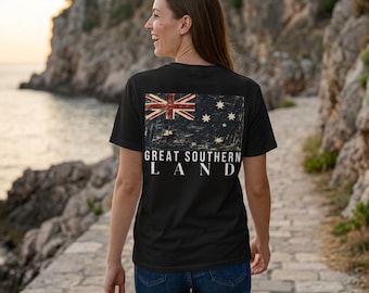 Great Southern Land T-Shirt | Australian Flag Distressed Back Print