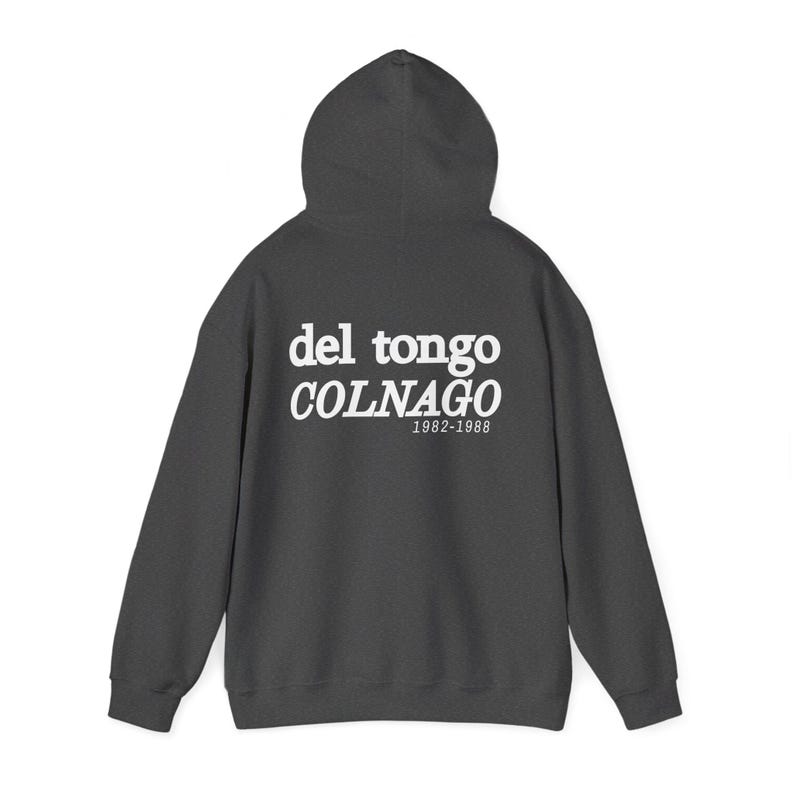 Felpa con cappuccio vintage Del Tongo Colnago Cycling Fan degli anni '80 / Streetwear retrò Dark Heather