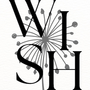 WISH, Dandelion, Digital wall art, Digital wall print, wallpaper