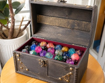 Caja de madera vintage para dados, organizador de almacenamiento de dados para juegos de rol DnD.