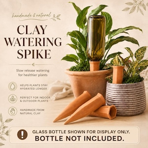 Terracotta Olla Watering Spikes, Self Watering Plant Stakes, Reuse Your Glass Bottles, Indoor Potted Plant Waterer, Plant Lover Gift