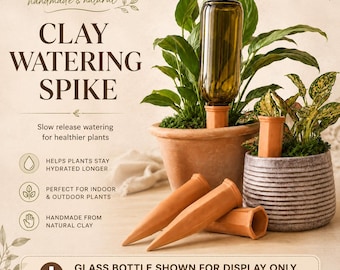 Estacas de riego Terracotta Olla, estacas de autorriego para plantas, reutiliza tus botellas de vidrio, regadera para plantas de interior en maceta, regalo para amantes de las plantas