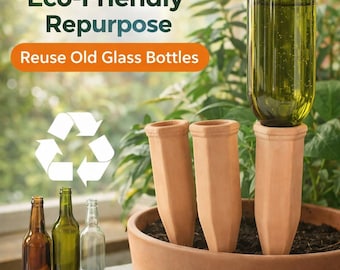Estacas de riego ecológicas de terracota para plantas, para reutilizar botellas de vidrio (juego de 4)