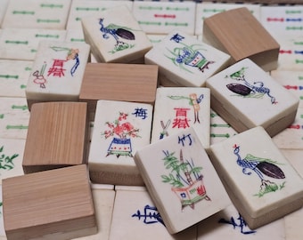Vintage Bambus Knochen Mahjong Set, chinesische Mid-Century Fliesen, 144 Set, sehr guter Zustand