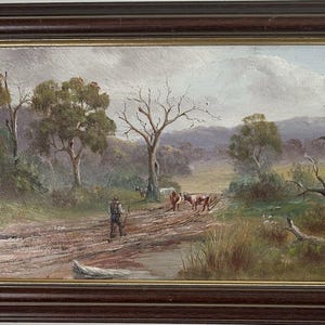 Vintage Heritage oil painting Original small Australian Landscape