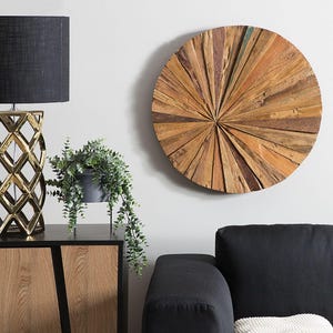 Painel de madeira redondo exclusivo Decoração de parede de alta qualidade com aroma natural Arte de parede sustentável e decoração 3D Difusor acústico Decor 60 cm