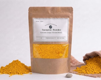 Cúrcuma em pó orgânica | 100% Curcuma longa pura | Especiaria dourada natural para culinária e bem-estar