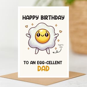 Egg-cellent Dad Birthday Card, Birthday card Dad, Funny Birthday Card A6 Card, punny birthday card, pun birthday card,