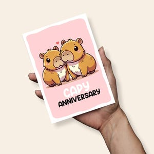 Jolie carte de jeu de mots d'anniversaire Capy, jeu de mots Capybara, carte A6, carte d'anniversaire, carte d'anniversaire pour couple femme mari, carte calembour, carte d'amour
