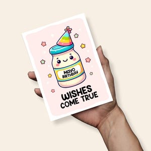 Carte de voeux drôle de jeu de mots d'anniversaire de Mayo, carte d'anniversaire drôle, carte A6, jeu de mots mayonnaise d'anniversaire, carte de nouveauté, carte Kawaii