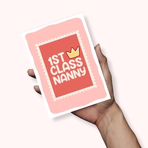 Carte de fête des mères nounou de première classe, carte de fête des mères, carte A6, carte d'anniversaire de nounou, carte d'anniversaire pour elle, carte d'anniversaire Nan, fête des mères