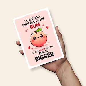 J'aime tous mes fesses, jolie carte de petit garçon, carte A6, carte d'anniversaire, carte d'anniversaire pour femme mari, jolie carte de jeu de mots, carte de la Saint-Valentin