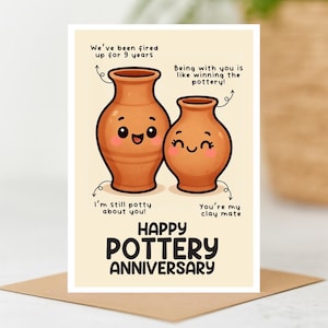 Pottery Anniversary card, 9th Anniversary Card, cute pun card, A6 Card, anniversary card, anniversary card for wife husband, punny card