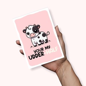 Votre carte de jeu de mots ma moitié, vache, carte A6, carte d'anniversaire, carte d'anniversaire pour femme mari, carte de petit chien, carte de la Saint-Valentin