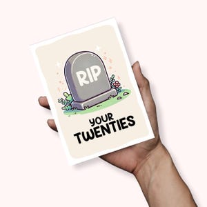 Carte d'anniversaire 20 ans drôle, carte A6, carte d'anniversaire RIP des années 20, carte pour elle, carte impertinente, 20e anniversaire, vingt anniversaire