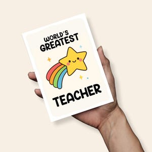 Carte du meilleur professeur du monde, carte de professeur, carte d'assistant pédagogique, carte de remerciement de professeur, carte de professeur de fin d'année, carte kawaii