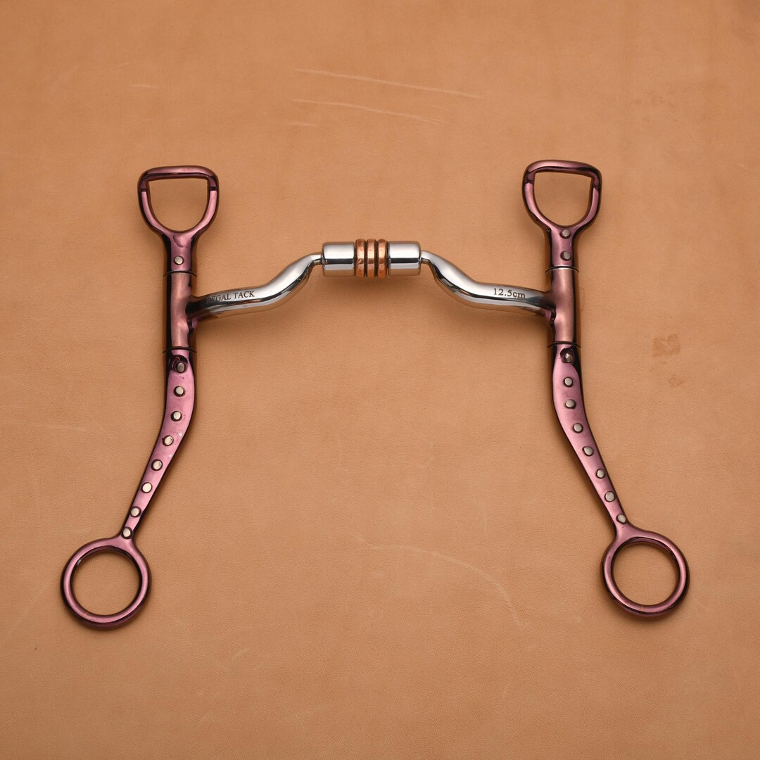 Mors Cheval Regal Tack - Tige Courte Argentine - Port Bas Incrustations Cuivre - Rouleau