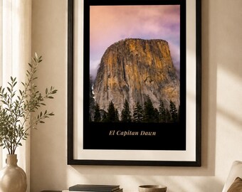 El Capitan Dawn Printable Wall Art, Yosemite National Park Poster, Mountain Landscape Print, Digital Download
