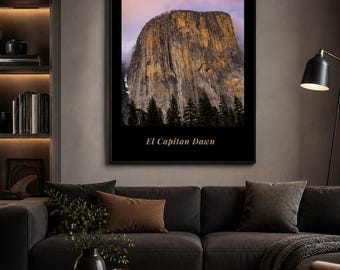 Gift for Him Printable Wall Art, El Capitan Dawn Poster, Yosemite National Park Print, Digital Download