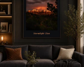 Stormlight Zion Printable Wall Art, Zion National Park Poster, Utah Canyon Landscape Print, Nature Decor, Digital Download