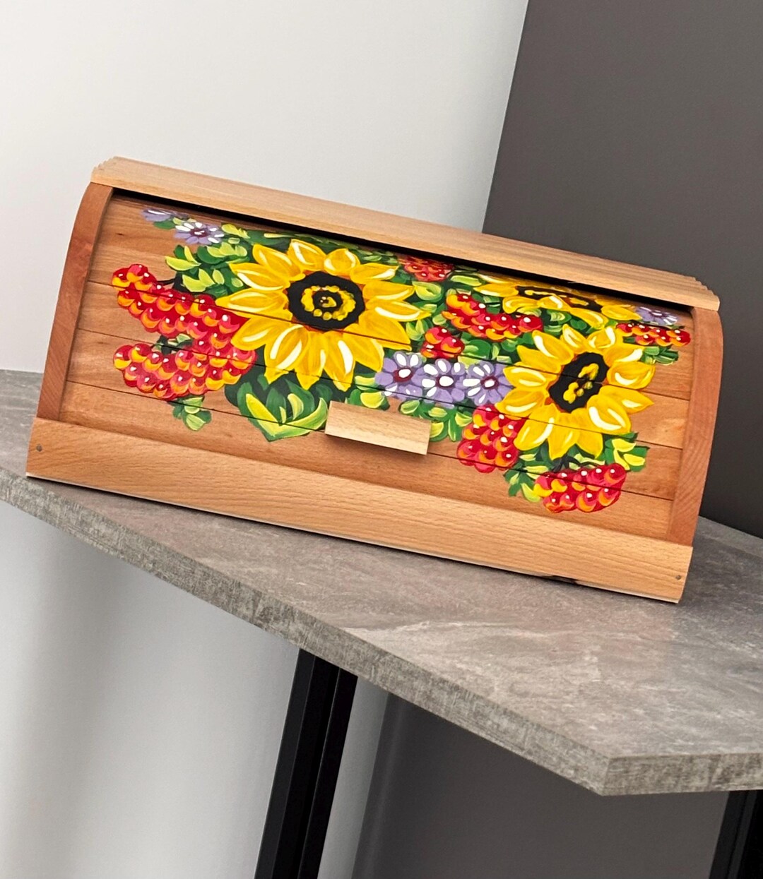 Vintage Handmade Bread Box –loaf Locker- Rustic Beech Wood Kitchen ...