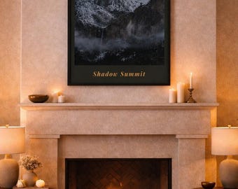 Moody Mountain Printable Wall Art, Shadow Summit Poster, Dark Nature Decor, Snowy Landscape Print, Digital Download