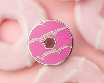 Pink Glitter Party Ring Biscuit Enamel Pin / Pin Badge - Flair - Enamel Badge - Cookie Pin