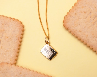 Itty Bitty Golden Nice Biscuit Heart Necklace - Gold Plated Nice Pendant