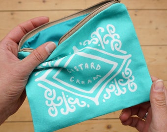 Custard Cream Pouch - Mint / Zipped Pouch - Biscuit Pouch - Zippy Pouch - Mint Green Pouch