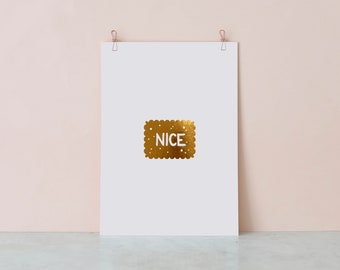 Golden Nice Biscuit Foil Print / Metallic Print - Cookie Print - Embossed Print