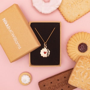 Itty Bitty Golden Jammy Heart Necklace - Gold Plated Biscuit Pendant