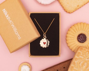 Itty Bitty Golden Jammy Heart Necklace - Gold Plated Biscuit Pendant