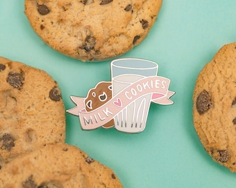 Milk and Cookies Enamel Pin / Pin Badge - Flair - Enamel Badge - Cookie Pin