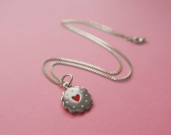 Itty Bitty Silver Jammy Heart Ketting - Verzilverde Biscuit Hanger